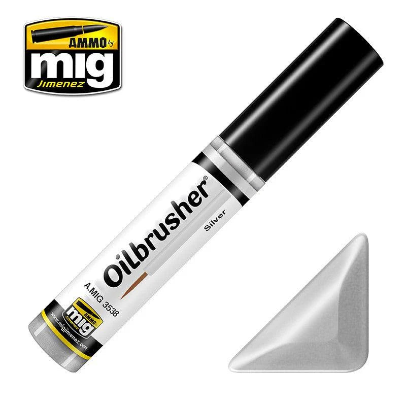 Ammo by MIG 3538 MULTI Scale Silver Oilbrusher Modeling Oil Paint (10mL e)