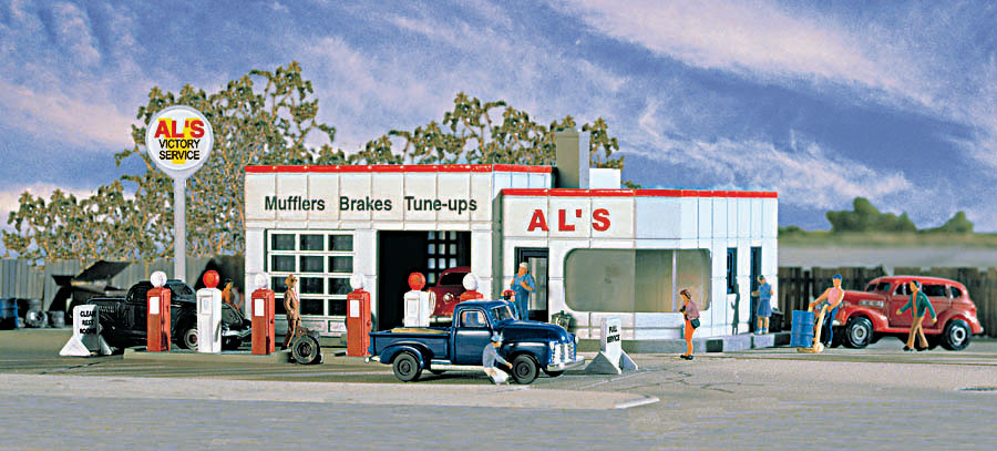 Walthers Cornerstone 933-3243 N Scale Al's Victory Service Gas Station KIT