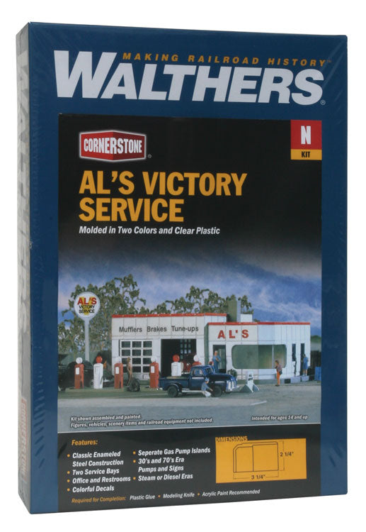 Walthers Cornerstone 933-3243 N Scale Al's Victory Service Gas Station KIT