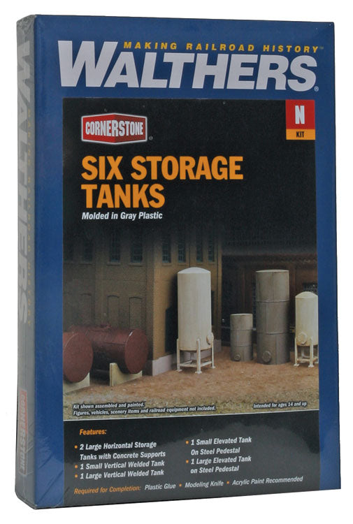 Walthers Cornerstone 933-3265 N Scale Six Storage Tanks KIT