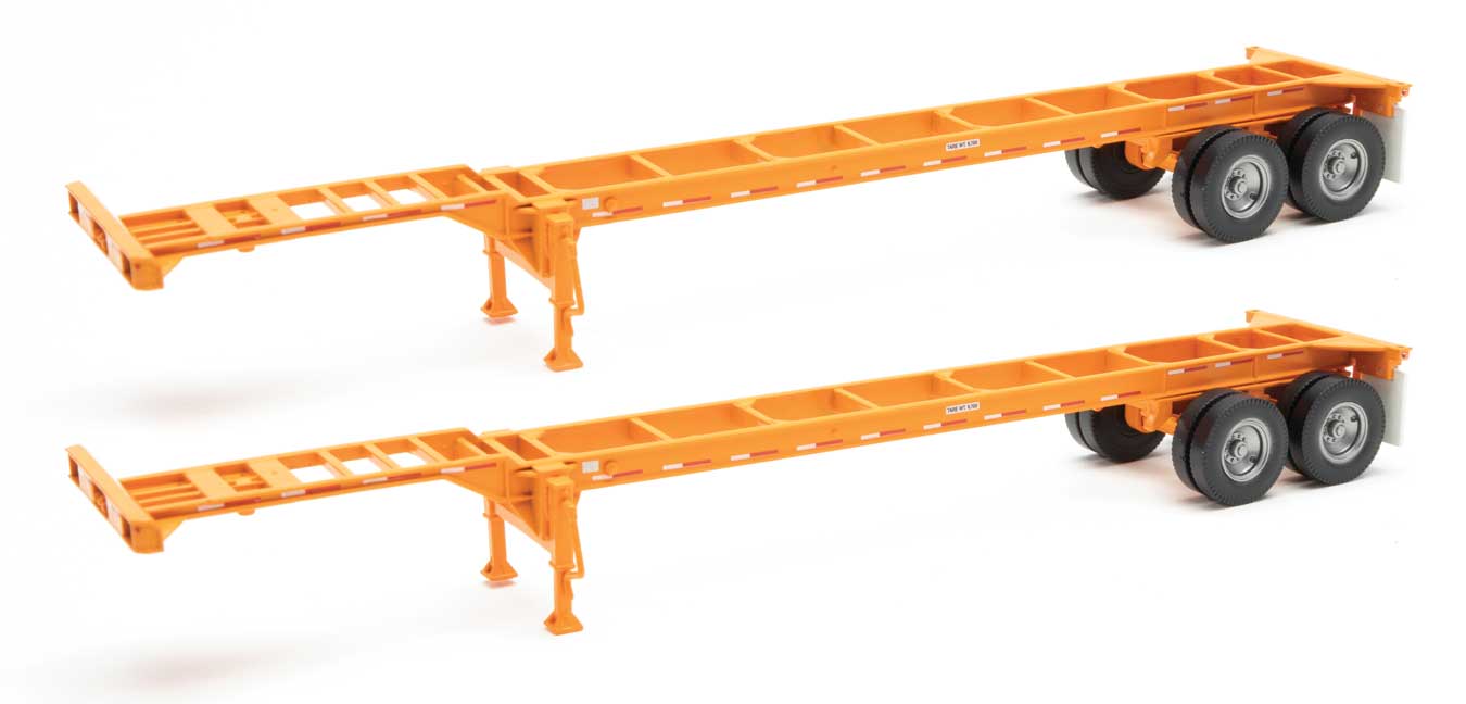 Walthers SceneMaster 949-4552 HO Scale 40' Container Chassis, Orange (2-Pack)