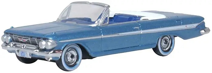 Oxford Diecast 87CI61006 HO Scale 1961 Chevy Impala - Jewel Blue, White