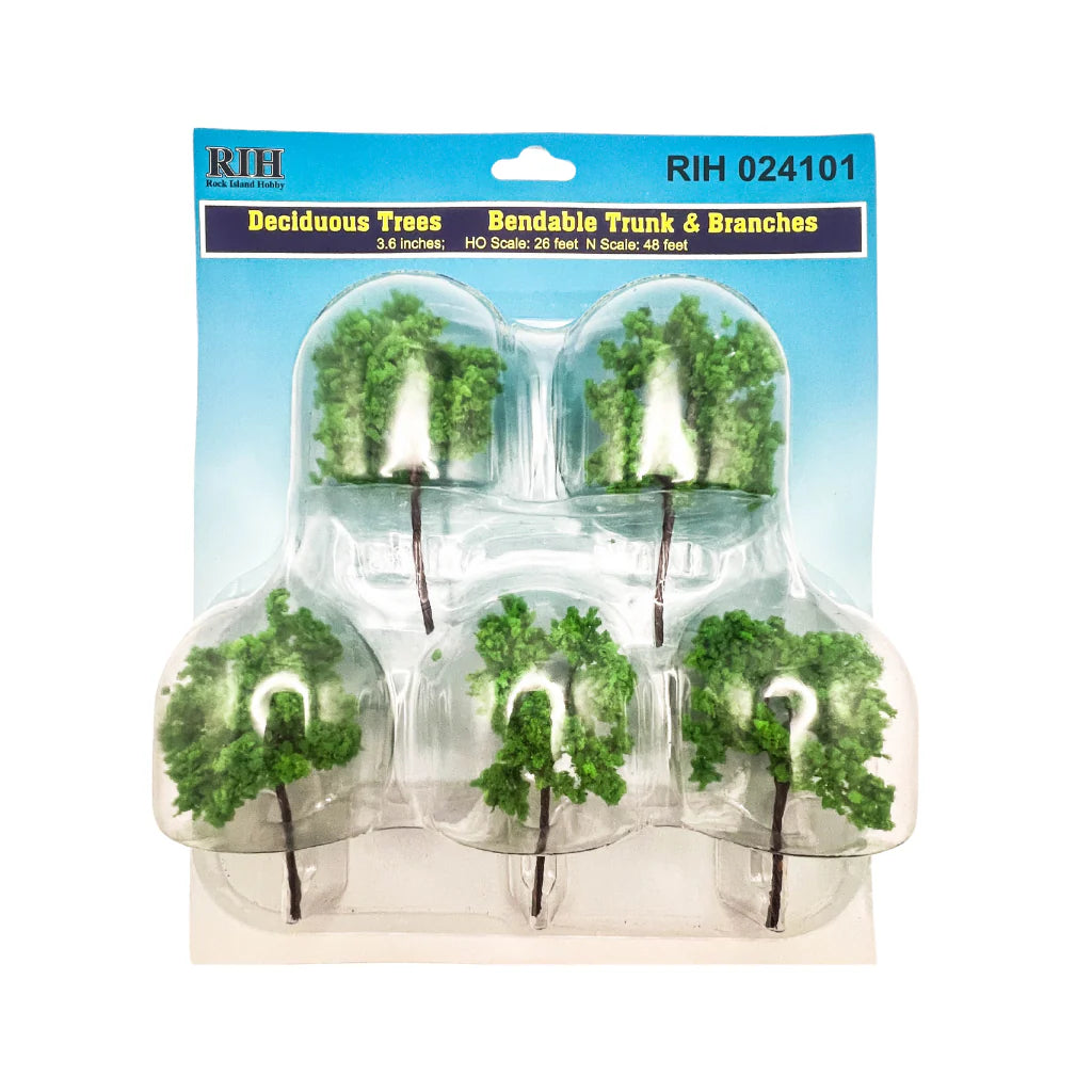 Rock Island Hobby 24101 Multi Scale Deciduous Trees 3.6" 5 Pc.