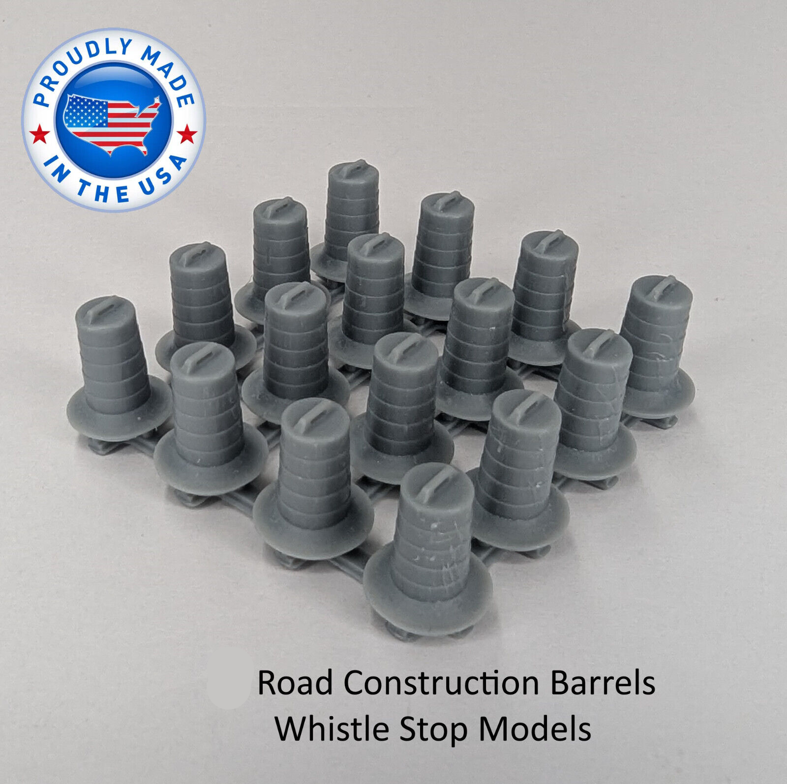 Whistle Stop Models N2210 N Scale Road Construction Barrels, Resin 3D Printed, Highly Detailed (25 pcs)