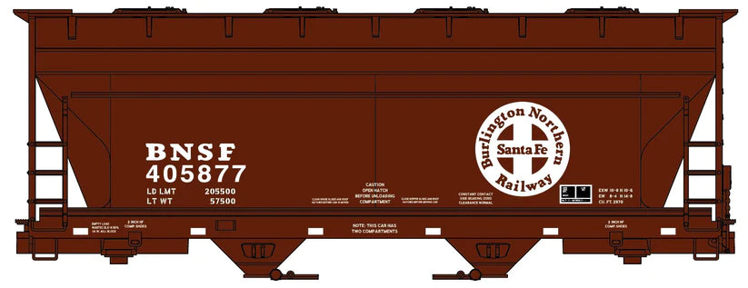 Accurail 2214 HO Scale, 2-Bay ACF Covered Hopper, BNSF #405877 (KIT)