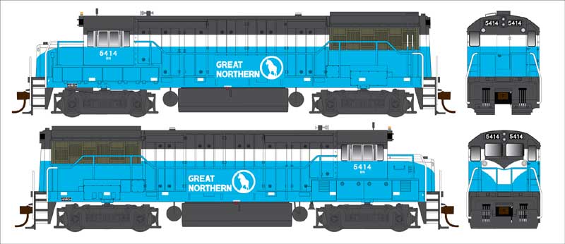 Bowser 25126 HO Scale, U25 PH IIa Diesel Locomotive, Burlington Northern GN #5414 (DCC ESU LOKSound 5)