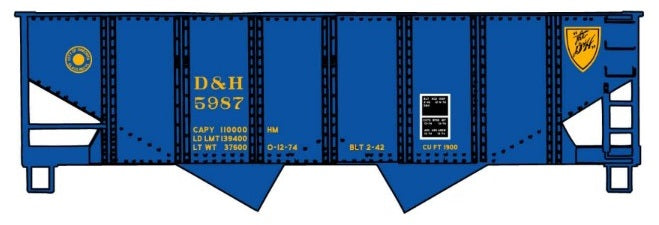 Accurail 2589 HO Scale, 55-Ton USRA Twin Hopper, Delaware and Hudson D&H #5987, BLT 2-42, Kit