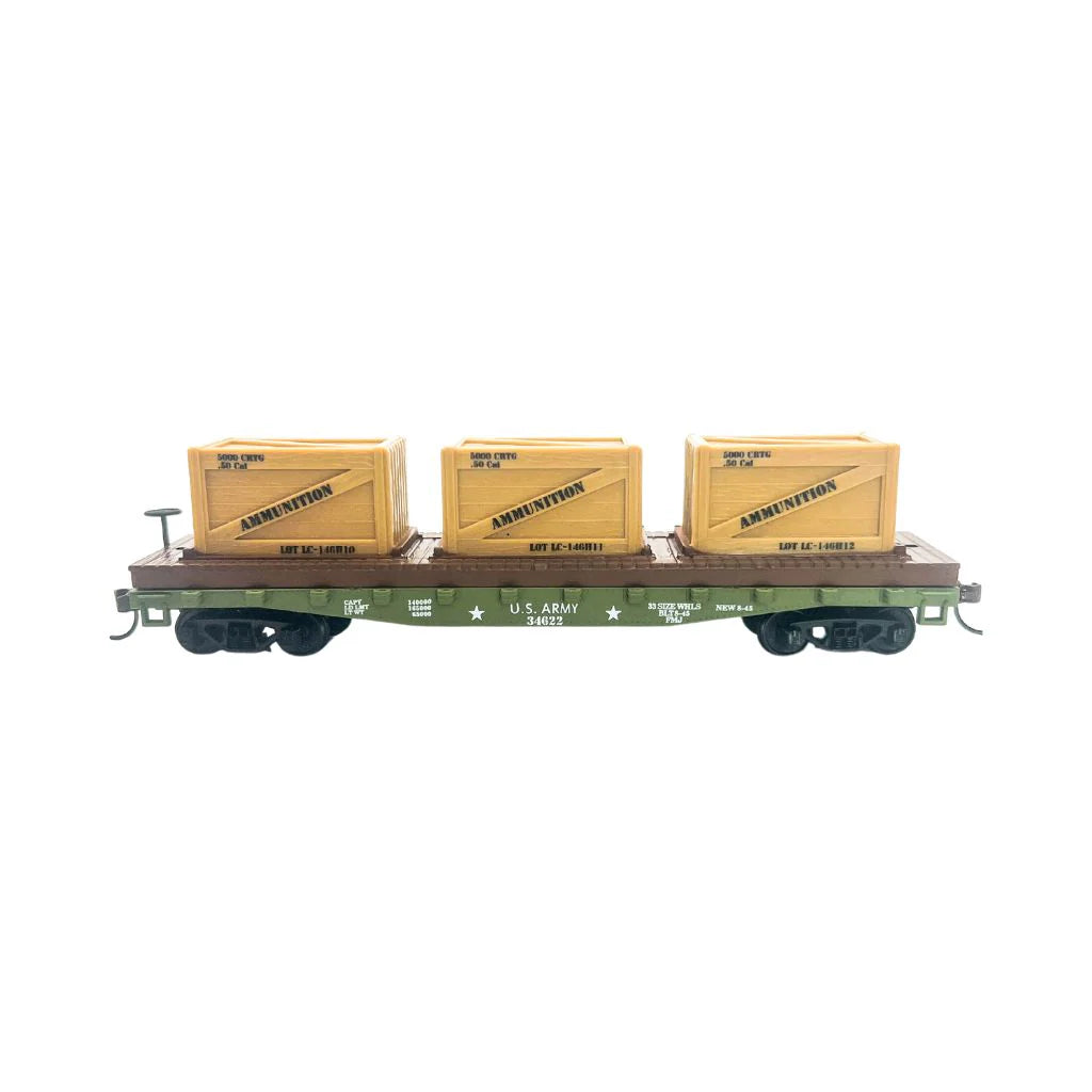 Rock Island Hobby 32211 HO Scale Flat Car w/ Crates US Army #34622
