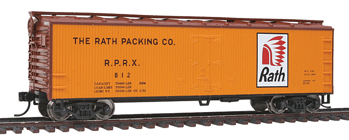 WalthersMainline 910-3611 HO Scale 40' Double Sheathed Reefer Rath Packing RPRX #612