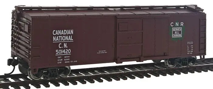 WalthersMainline 910-2402 HO Scale 40' Steel Box Car w/ Dread Ends Flat Roof Canadian National CN #501420