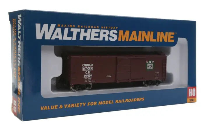 WalthersMainline 910-2402 HO Scale 40' Steel Box Car w/ Dread Ends Flat Roof Canadian National CN #501420