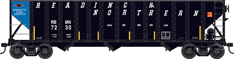 Bowser 43229 HO Scale, H-430 100 Ton Hopper Cars, Reading & Northern Blue Panel #7253 Blt. 8-77
