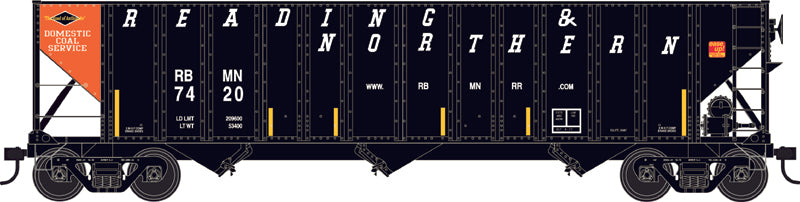 Bowser 43232 HO Scale, H-430 100 Ton Hopper Cars, Reading & Northern Orange Panel #7436 Blt. 8-77