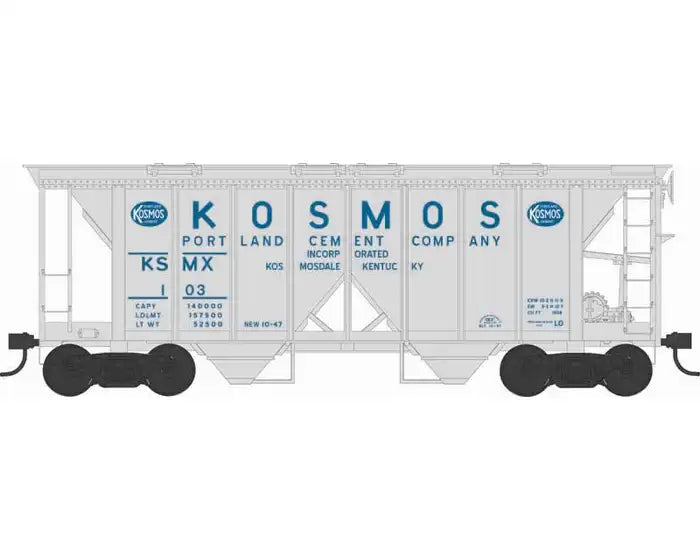 Bowser 43272 HO Scale, 70 Ton Covered Hopper, Kosmos Cement #106