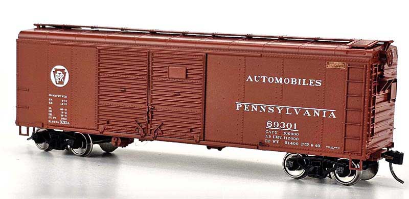 Bowser 43321 HO Scale, X31A 4-Dr Round Inset Roof Box Car, Pennsylvania PRR #69385, Automobiles, Circle Keystone