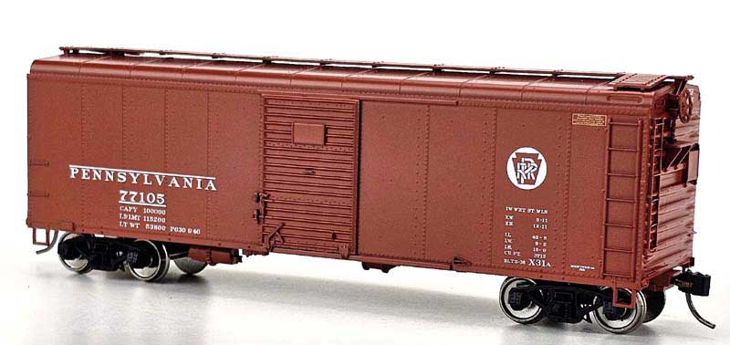 Bowser 43324 HO Scale, X31A 2-Dr Round Inset Roof Box Car, Pennsylvania PRR #77159, Circle Keystone