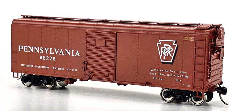 Bowser 43331 HO Scale, X31A 2-Dr Round Inset Roof Box Car, Pennsylvania PRR #68226, Shadow Keystone