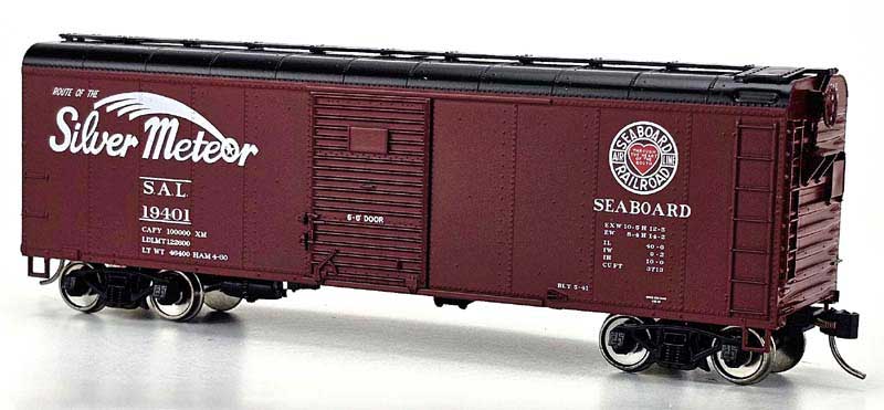 Bowser 43348 HO Scale, X31 2-Dr Round Flush Roof Box Car, Seaboard Air Line SAL #19459, Silver Meteor