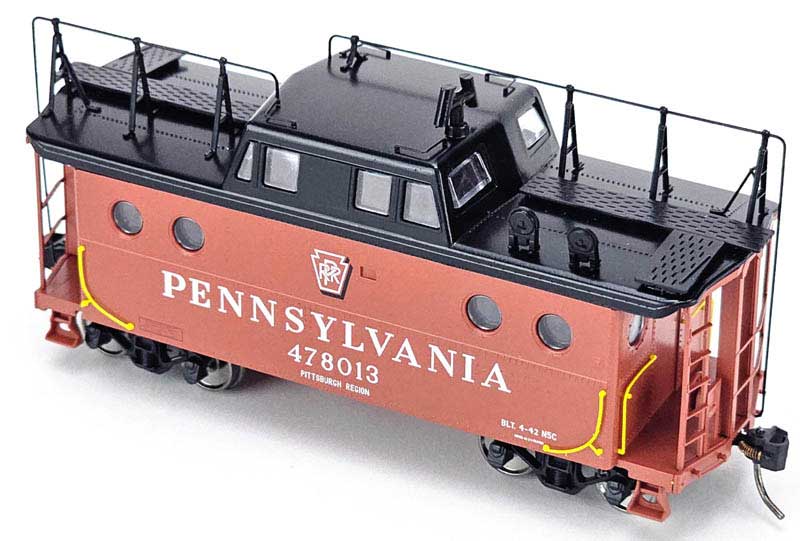 Bowser 43401 HO Scale N5c Caboose Pennsylvania #478016 Shadow Keystone Pittsburgh Region w/ TrainPhone