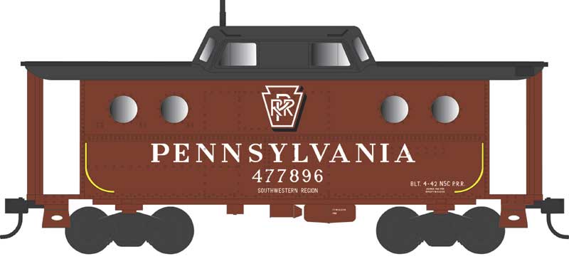 Bowser 43403 HO Scale N5c Caboose Pennsylvania #477896 Shadow Keystone Southwestern Region