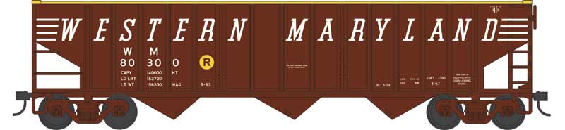 Bowser 43492 HO Scale 70 Ton 14 Panel Hopper Western Maryland WM #80300