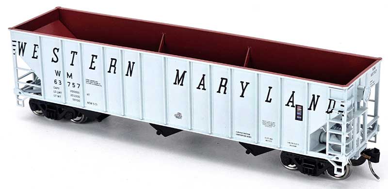 Bowser 43545 HO Scale 100 Ton Hopper Western Maryland WM #63809 Gray