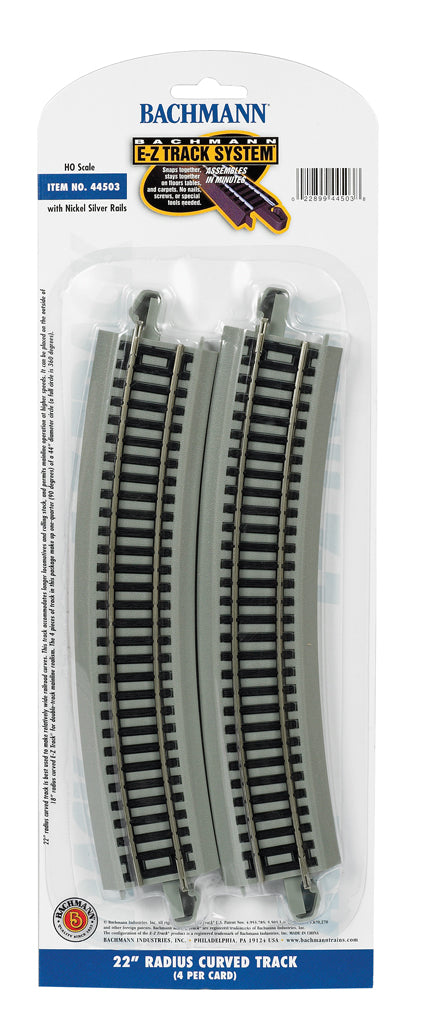 Bachmann 44503 HO Scale, 22" Radius Curved, Nickel Silver E-Z Track