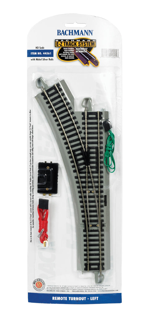 Bachmann 44561 HO Scale, E-Z Track Remote Turnout Left, Gray Roadbed