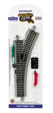 Bachmann 44562 HO Scale, E-Z Track Remote Turnout Right, Gray Roadbed