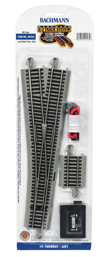 Bachmann 44565 HO Scale, #5 Turnout - Left - Nickel Silver E-Z Track