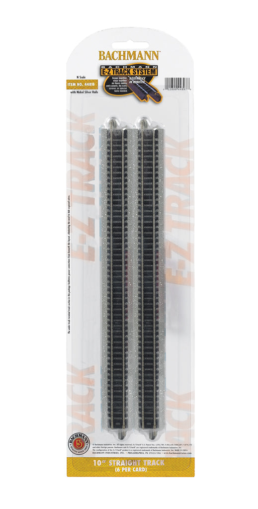 Bachmann 44815 N Scale, 10'' Straight - Nickel Silver E-Z Track