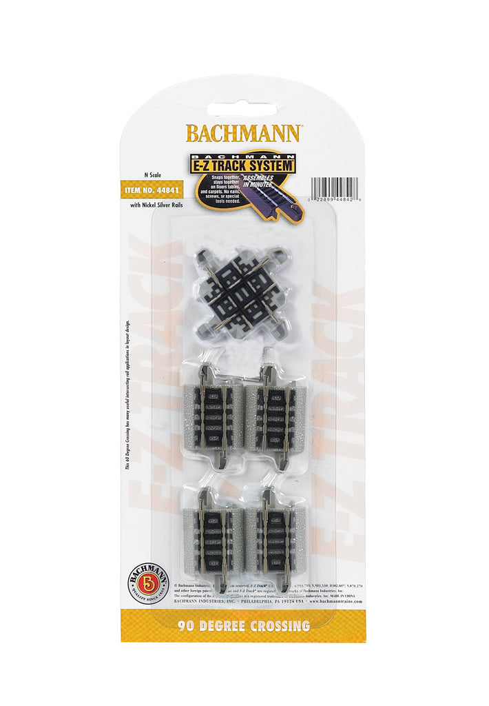 Bachmann 44841 N Scale 90 Degree Crossing Tracks E-Z Track Nickel Silver (5 pcs)