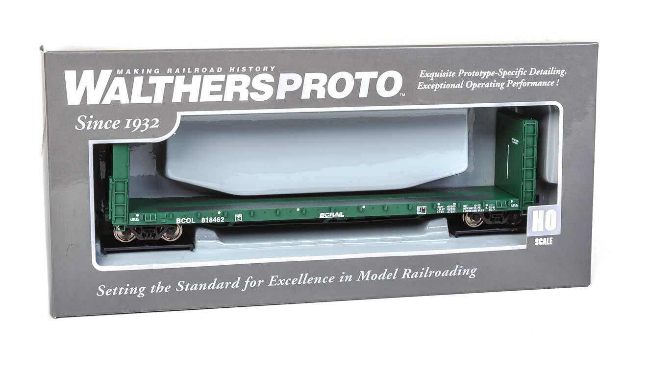 WalthersProto 920-104315 HO Scale, 50' CC&F Bulkhead Flatcar, British Columbia BCOL #818462