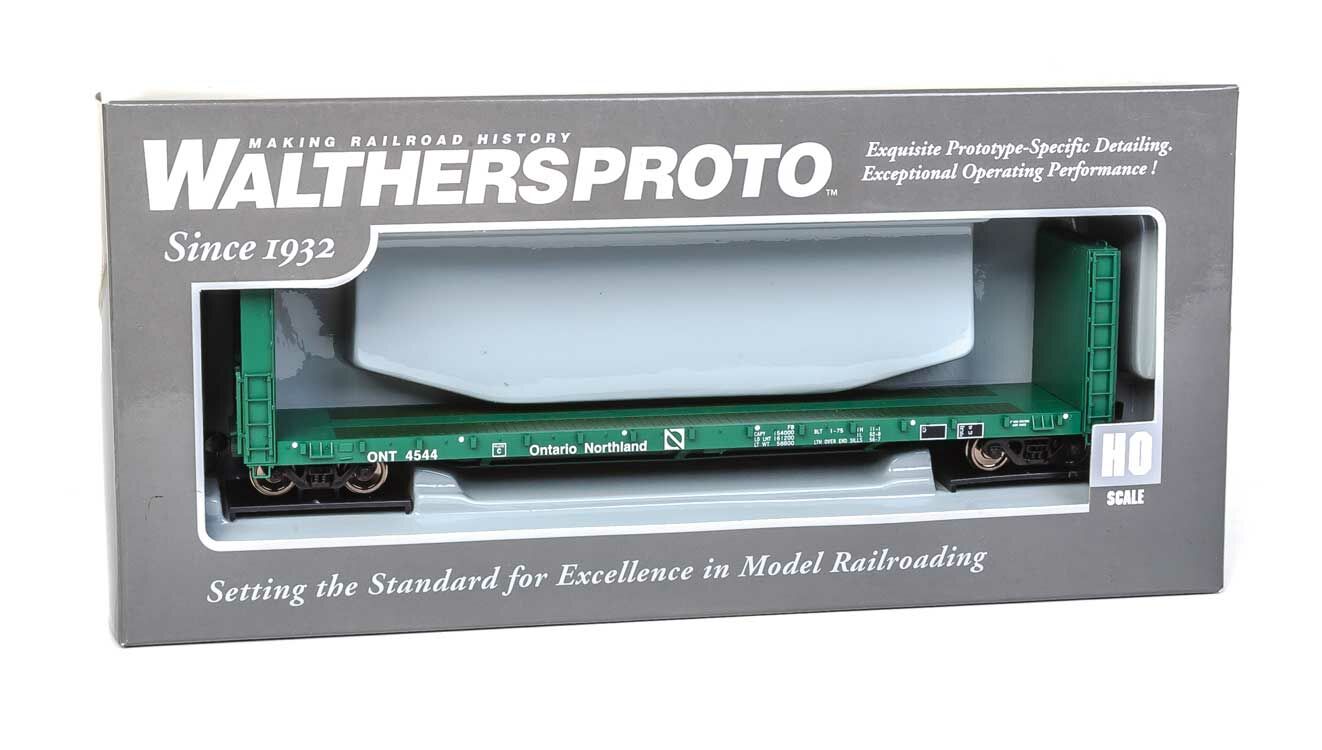 WalthersProto 920-104326 HO Scale, 50' CC&F Bulkhead Flatcar, Ontario Northland ONT #4544