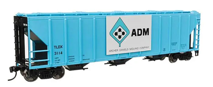 WalthersMainline 910-49403 HO Scale 50' PS-CD 4427 3-Bay Covered Hopper Archer Daniels Midland TLDX #3123