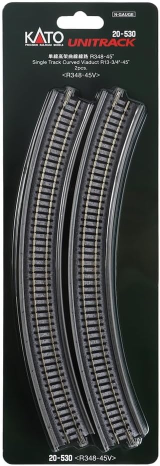 KATO 20-530 N Scale Single Track Curved Viaduct R13 3/4" 45D UniTrack (2 pcs)