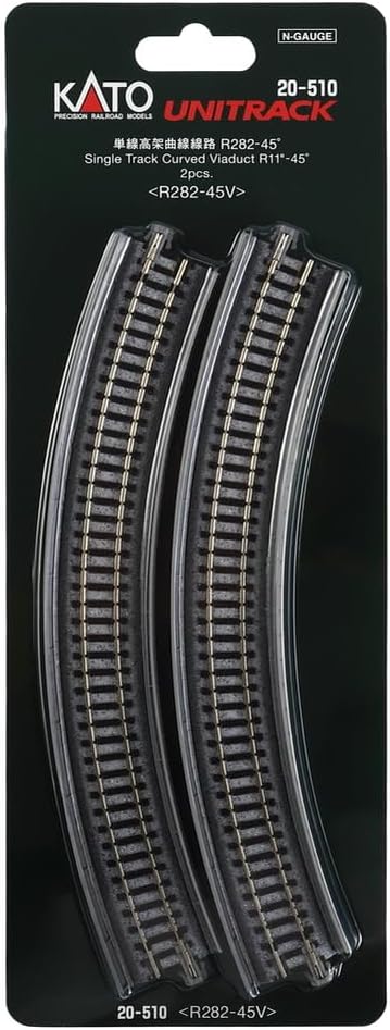 KATO 20-510 N Scale Single Track Cuved Viaduct R11" 45D UniTrack (2 pcs)