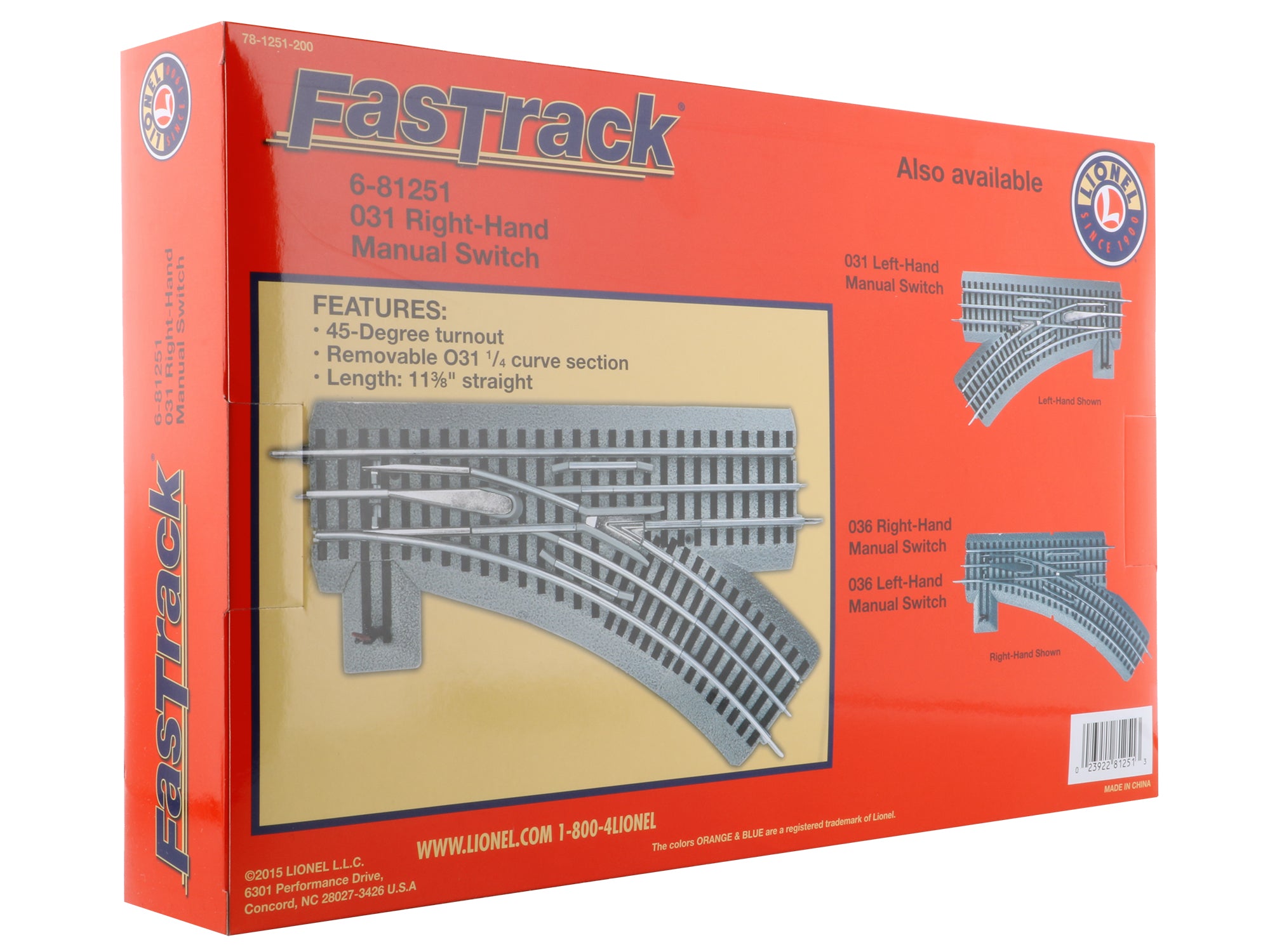 Lionel 6-81251 O, FasTrack O31 Manual Switch - Right Hand