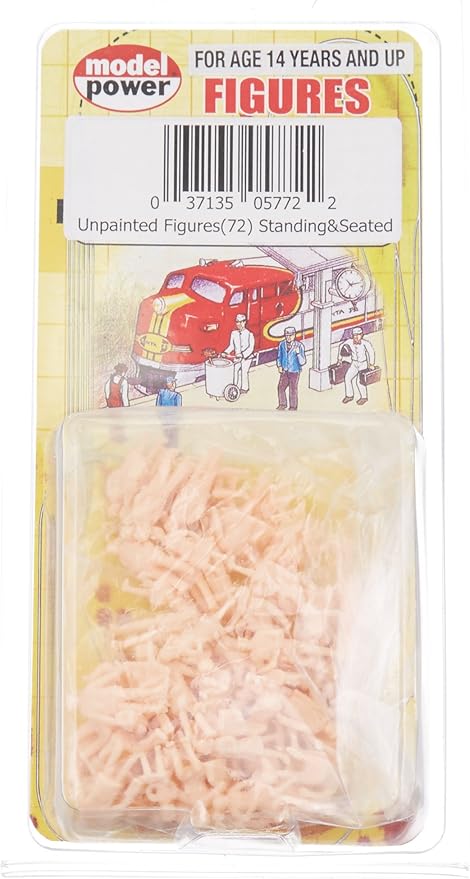 Model Power 5772 HO Scale Unpainted People, Standing and Seated Figures (72 pcs)