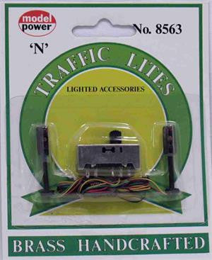 Model Power 8563 N Scale (2) 3-Way Traffic Lights, Brass Parts (2 pcs)