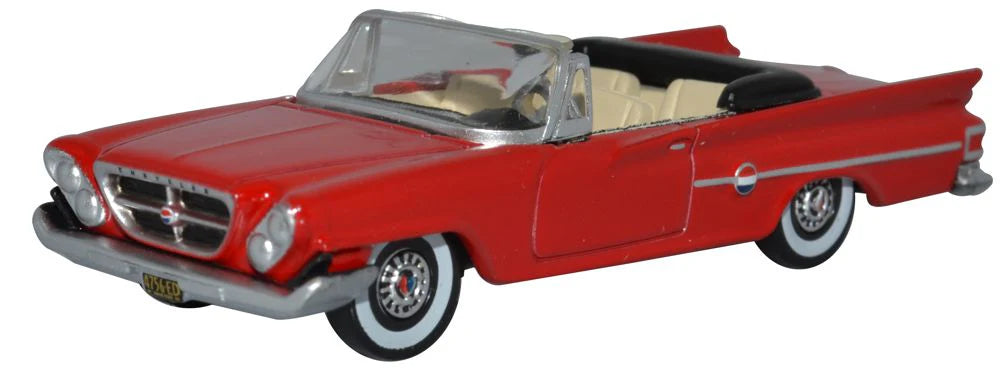Oxford Diecast 87CC61001 HO Scale 1961 Chrysler 300 Convertible - Assembled, Red