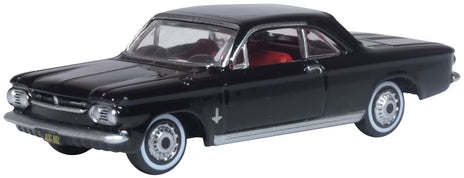 Oxford Diecast 87CH63004 HO Scale Chevrolet Corvair Coupe 1963 Tuxedo Black Model Car