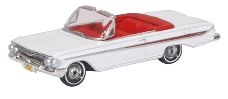Oxford Diecast 87CI61003 HO Scale Chevrolet Impala 1961 White Roman Red Model Car