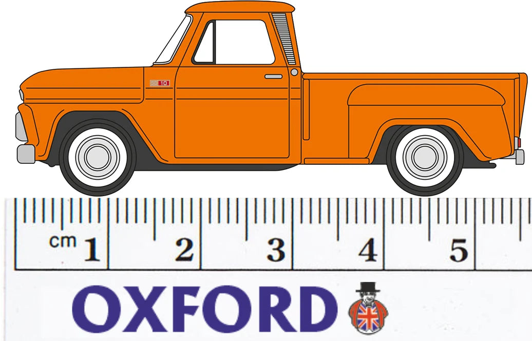 Oxford Diecast 87CP65002 HO Scale 1965 Chevrolet Stepside Pickup - Assembled, Orange