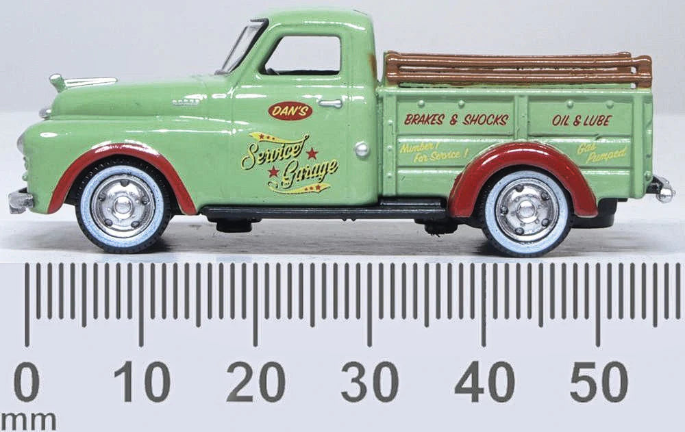 Oxford Diecast 87DP48003 HO Scale 1948 Dodge B-1B Pickup Truck - Assembled, Dans Service Garage