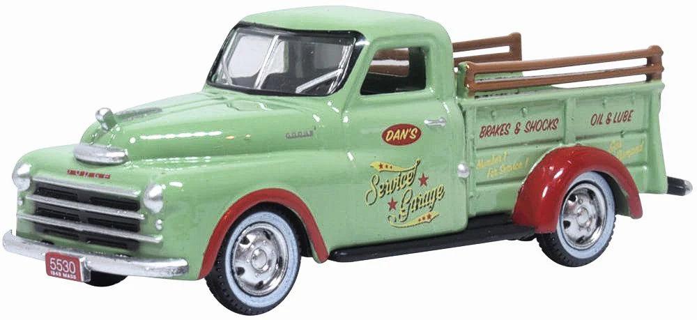 Oxford Diecast 87DP48003 HO Scale 1948 Dodge B-1B Pickup Truck - Assembled, Dans Service Garage
