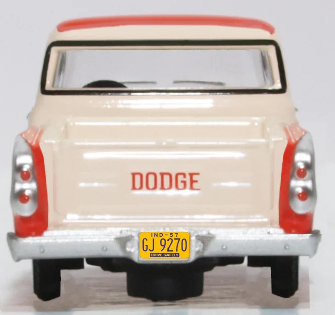 Oxford Diecast 87DP57001 HO Scale 1957 Dodge D100 Sweptside Pick Up Truck - Assembled, Tropical Coral/Ivory