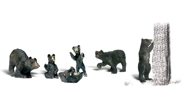 Woodland Scenics 1885 HO Scale Black Bears, Scenic Accents (6 pcs)