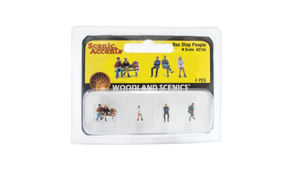 Woodland Scenics A2134 N Scale Bus Stop People Scenic Accents (4 pcs)
