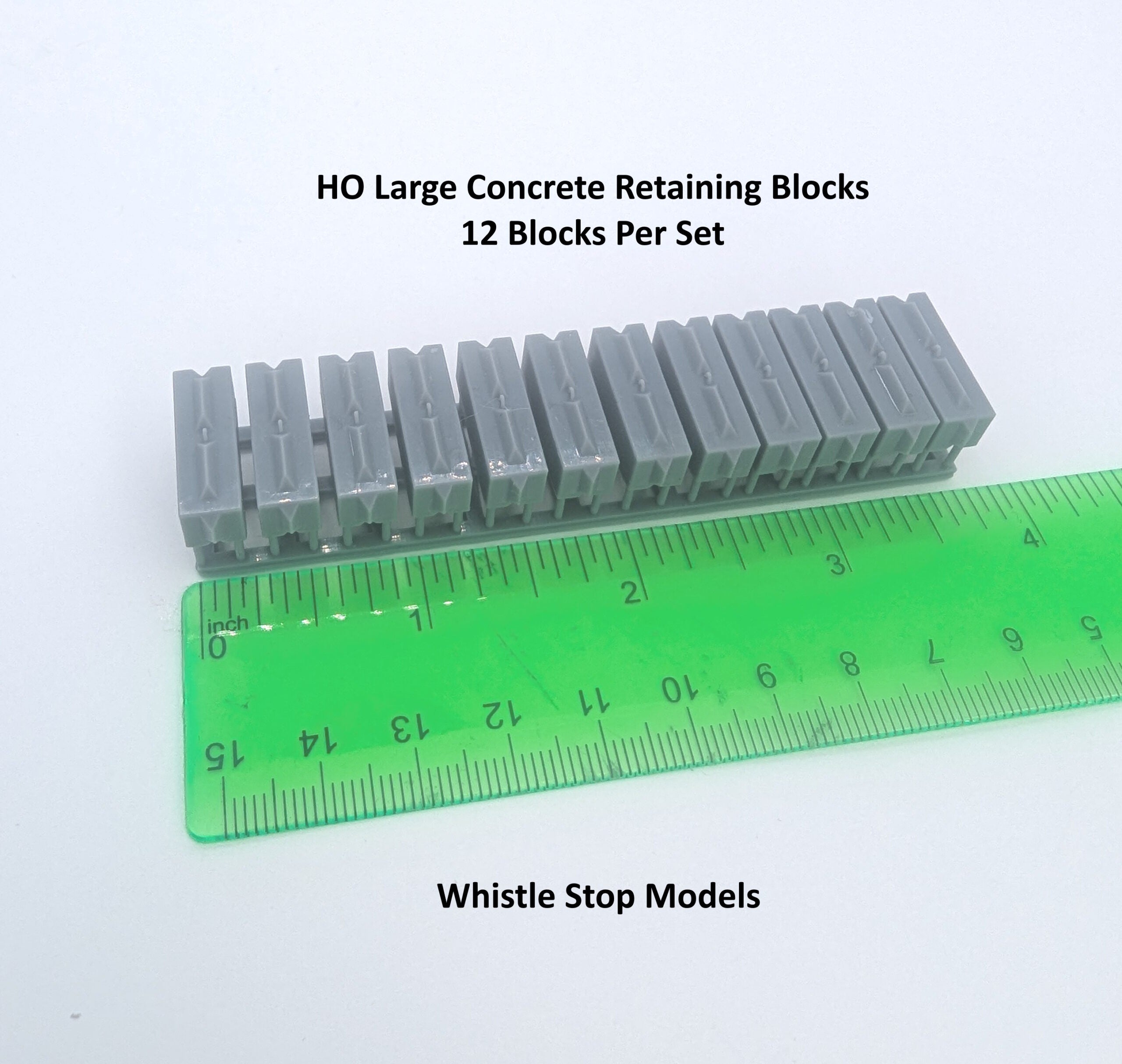 Whistle Stop Models HO2212 HO Scale Large Concrete Barrier Blocks, Resin 3D Printed, Highly Detailed (12 pcs)